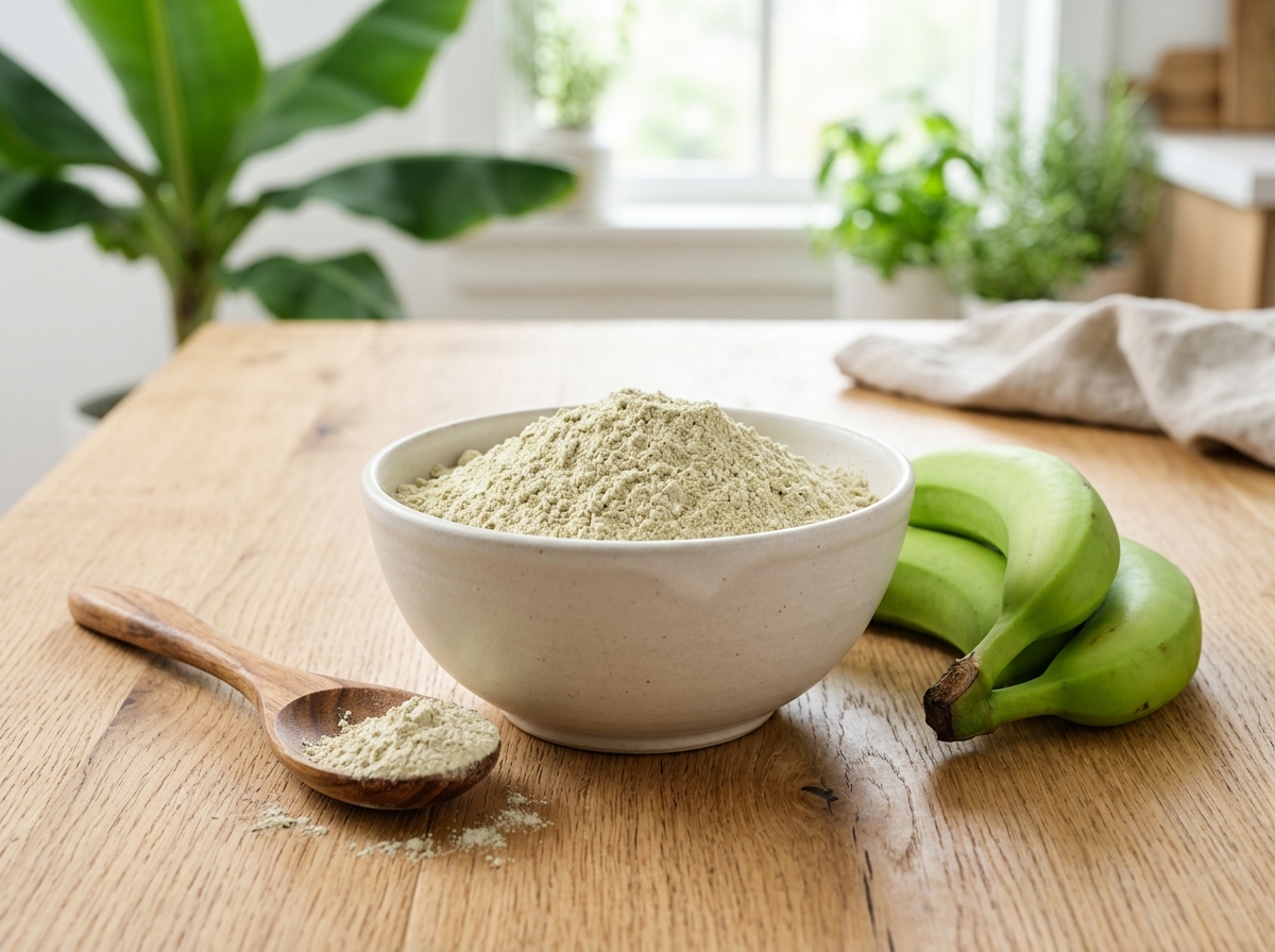 Priyanshi Foods 100% Pure Raw Banana Powder Bowl & Bananas